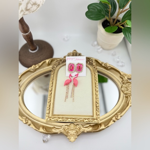 Betsey Johnson Flamingo & Watermelon Statement Earrings – Pink Perfection! - Picture 3 of 5